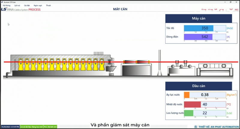 Hệ thống giám sát ghi và lưu trữ dữ liệu máy Đúc Cán Nhôm nhà máy LS Cable & System